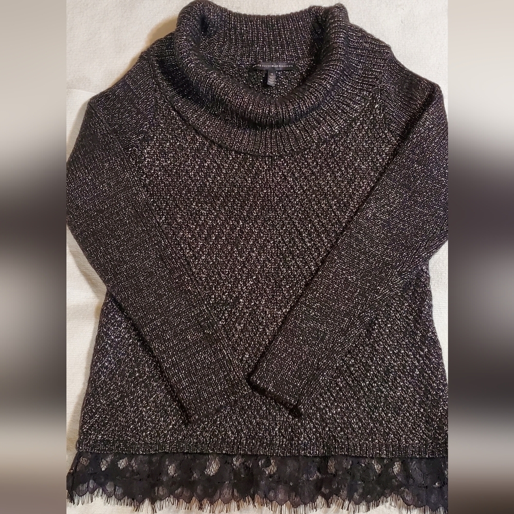 White House Black Market Charcoal And Silver Cowl Neck Sweater. Sz M